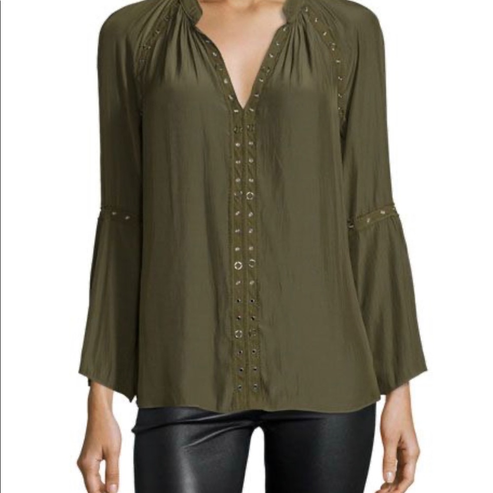 Authentic Ramy Brook Green Blouse w/ statement sleeve.size XS/S. Great condition